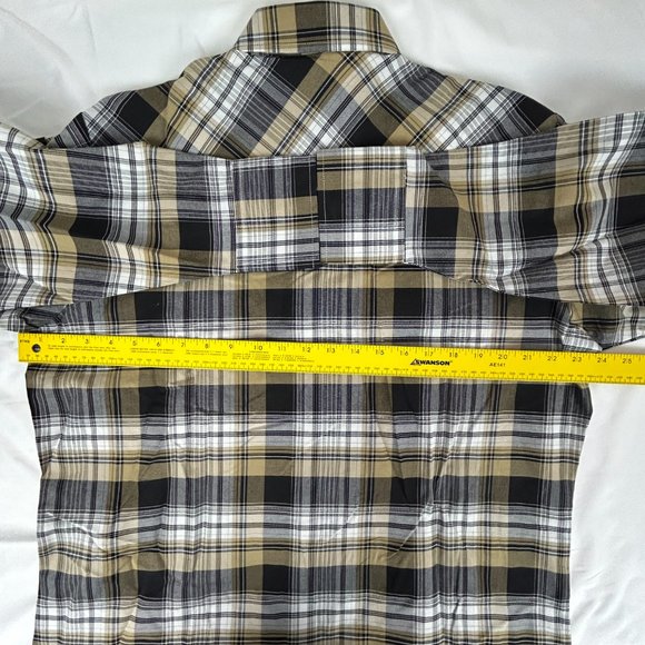 Ely Cattleman Shirt Mens L Plaid Pearl Snap Western Cowboy Wrinkle Resistant - Picture 7 of 13